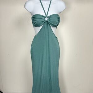 Elegant Green Halter Maxi Dress